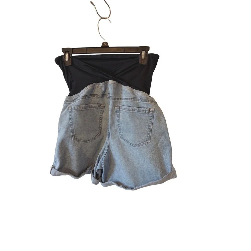 Isabel by Ingrid & Isabel Maternity Denim Midi Shorts Light Wash Size 6 - Picture 5 of 7